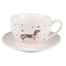 Porcelánový šálek s podšálkem DACHSHUND LOVE