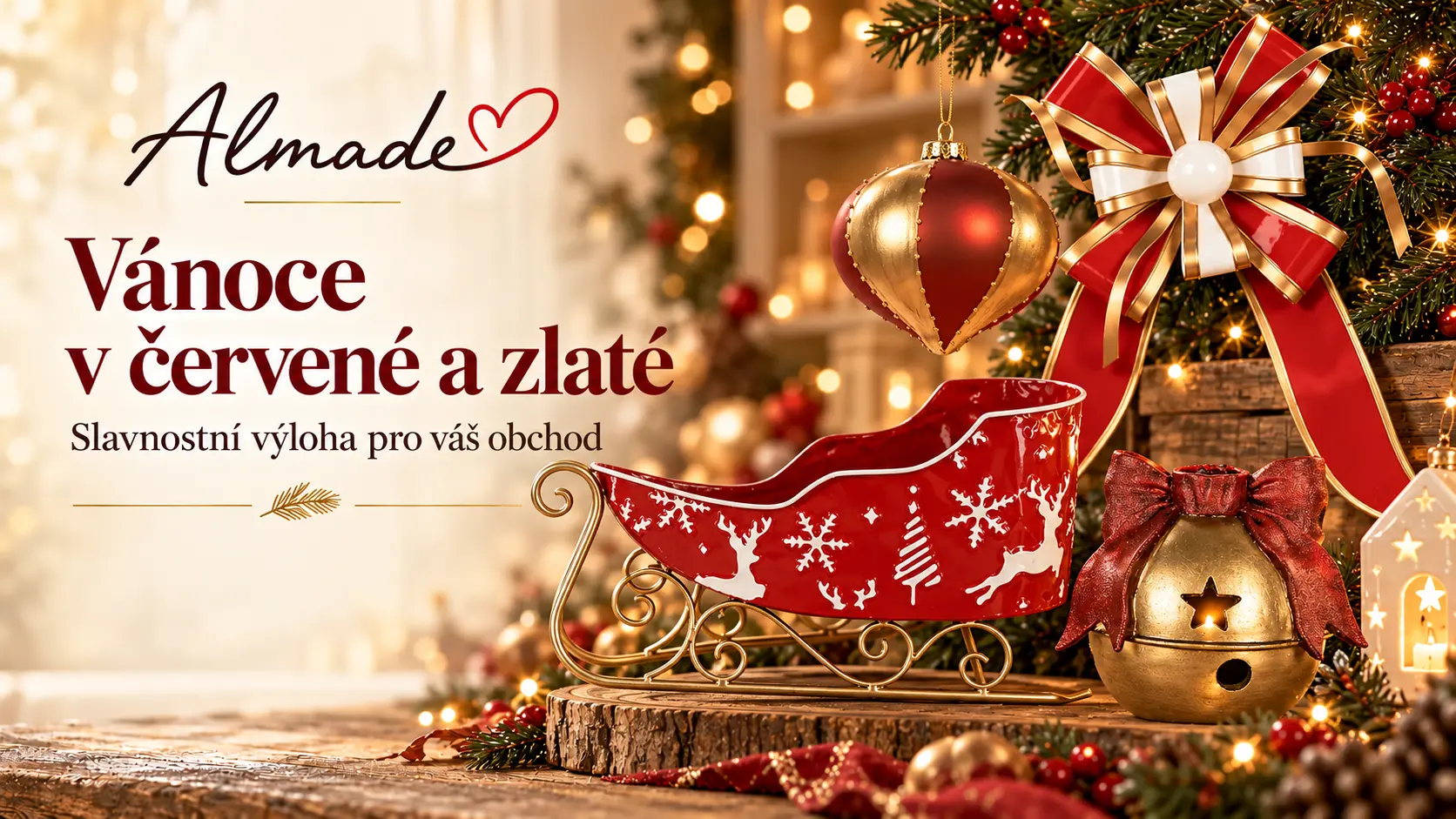 Vánoce v červené a zlaté – vánoční inspirace Almade